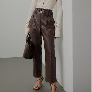 Wide Leg Faux Leather Pants